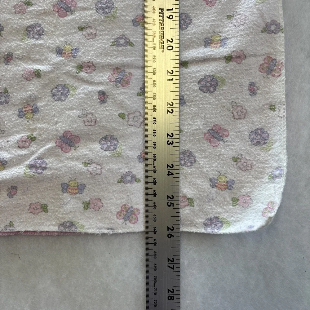 Vintage Baby Receiving Blankets Nursery‎ Decor Pink Butterfly Lady Bug Lot of 2